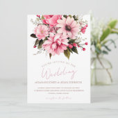 Bloemen Stoffig Roze Wildflower Zomer Tuin Bruilof Feestdagenkaart (Staand voorkant)