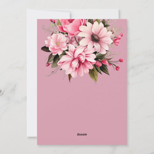 Bloemen Stoffig Roze Wildflower Zomer Tuin Bruilof Feestdagenkaart (Achterkant)