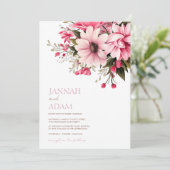 Bloemen Stoffig Roze Wildflower Zomer Tuin Bruilof Kaart (Staand voorkant)