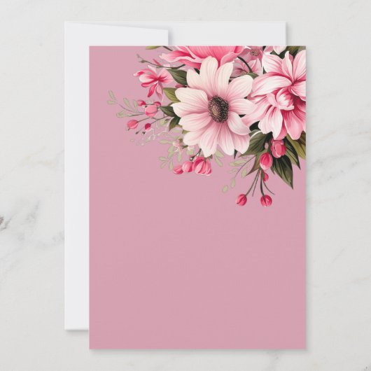 Bloemen Stoffig Roze Wildflower Zomer Tuin Bruilof Kaart (Achterkant)