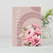 Bloemen Stoffig Roze Wildflower Zomer Tuin Bruilof Kaart (Staand voorkant)