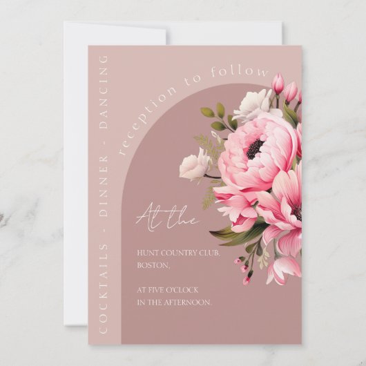 Bloemen Stoffig Roze Wildflower Zomer Tuin Bruilof Kaart (Achterkant)