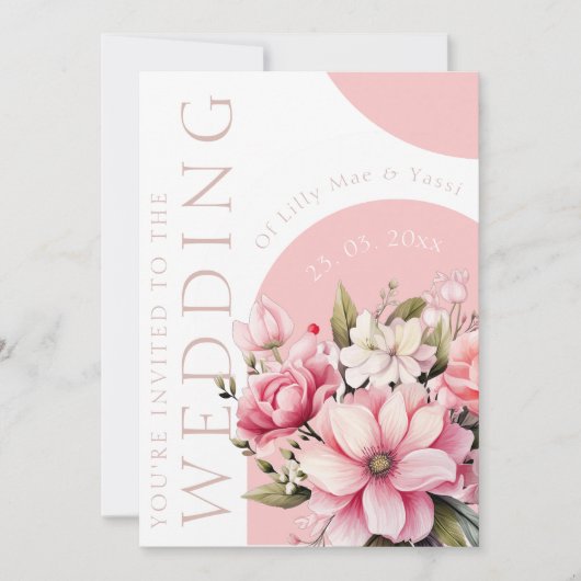 Bloemen Stoffig Roze Wildflower Zomer Tuin Bruilof Kaart (Voorkant)