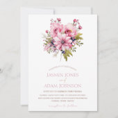 Bloemen Stoffig Roze Wildflower Zomer Tuin Bruilof Kaart (Voorkant)