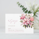 Bloemen Stoffig Roze Wildflower Zomer Tuin Bruilof RSVP Kaartje (Staand voorkant)