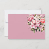 Bloemen Stoffig Roze Wildflower Zomer Tuin Bruilof RSVP Kaartje (Achterkant)