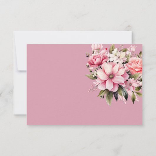 Bloemen Stoffig Roze Wildflower Zomer Tuin Bruilof RSVP Kaartje (Achterkant)