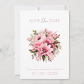 Bloemen Stoffig Roze Wildflower Zomer Tuin Bruilof Save The Date (Voorkant)