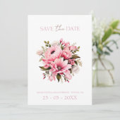 Bloemen Stoffig Roze Wildflower Zomer Tuin Bruilof Save The Date (Staand voorkant)
