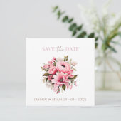 Bloemen Stoffig Roze Wildflower Zomer Tuin Bruilof Save The Date (Staand voorkant)