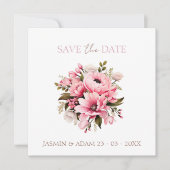 Bloemen Stoffig Roze Wildflower Zomer Tuin Bruilof Save The Date (Voorkant)