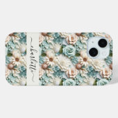 Bloemen stoffige groene crème naam script Case-Mate iPhone case (Achterkant (horizontaal))