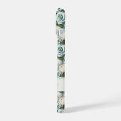 Bloemen stoffige groene crème naam script iPhone 15 case (Linkerkant)