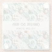 Bloemen stoffige groene crème verjaardagsnaam glazen onderzetter (Achterkant)