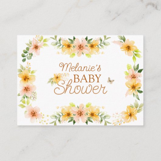 Bloemen Storybook Fox Baby shower Luier Raffle Informatiekaartje (Achterkant)