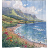 Bloemen Strand Hawaii Douchegordijn (Voorkant)