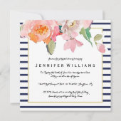 Bloemen streep bruids douche uitnodigingen (Voorkant)