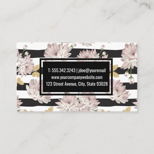 Bloemen | Strepen | Anjers | Gouden Vlinders Visitekaartje (Achterkant)