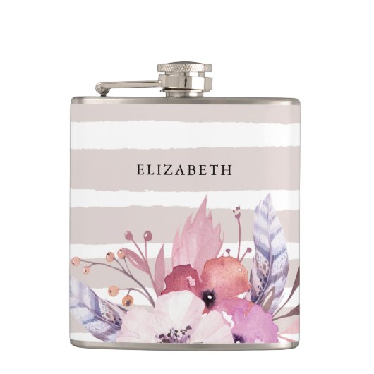 Bloemen & strepen heupfles (Voorkant)