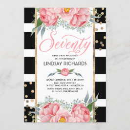 Bloemen Strepen Modern Goud Decor 70 Verjaardagsfe Kaart