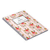 Bloemen Strepen Patroon Gepersonaliseerd Notitieb Notitieboek (Rechterzijde)