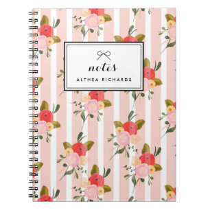  Bloemen Strepen Patroon Gepersonaliseerd Notitieb Notitieboek