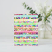  bloemen strepen Waterverf handverf Briefkaart (Staand voorkant)