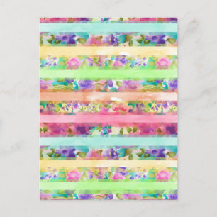  bloemen strepen Waterverf handverf Briefkaart