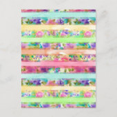  bloemen strepen Waterverf handverf Briefkaart (Voorkant)