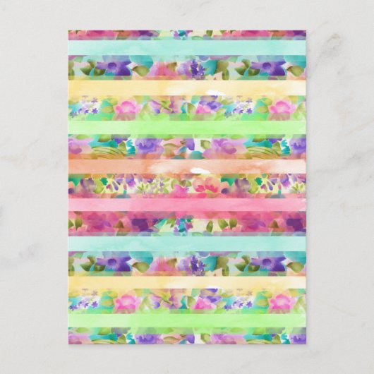  bloemen strepen Waterverf handverf Briefkaart (Voorkant)