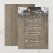 Bloemen String Lights Rustiek Hout Wedding Details Informatiekaartje (Voorkant / Achterkant)