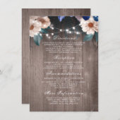 Bloemen String Lights Rustiek Hout Wedding Details Informatiekaartje (Voorkant / Achterkant)