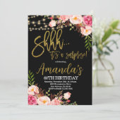 Bloemen String Lights Verjaardag, Chalkboard Verja Kaart (Staand voorkant)