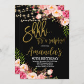 Bloemen String Lights Verjaardag, Chalkboard Verja Kaart (Voorkant / Achterkant)