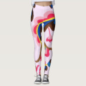 Bloemen Style Roze Kleurrijke Leggings (Voorkant)