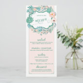 Bloemen Succulent & Blush Bruiloft Menu Kaarten (Staand voorkant)