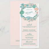 Bloemen Succulent & Blush Bruiloft Menu Kaarten (Voorkant / Achterkant)