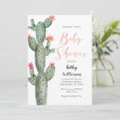 Bloemen Succulent Cactus baby shower uitnodiging (Staand voorkant)