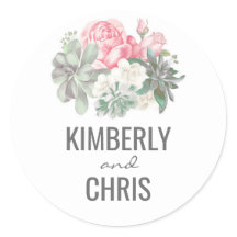 Bloemen Succulenten Boeket en Roze Rozen Bruiloft