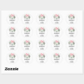 Bloemen Succulenten Boeket en Roze Rozen Bruiloft Ronde Sticker (Vel)