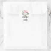 Bloemen Succulenten Boeket en Roze Rozen Bruiloft Ronde Sticker (Tas)