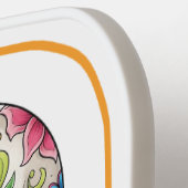 Bloemen Suiker Schedel Dag van de Doden, Wit Pickleball Paddle (Links Detail)