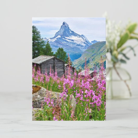 Bloemen | Summer Matterhorn Zwitserland Bedankkaart (Staand voorkant)