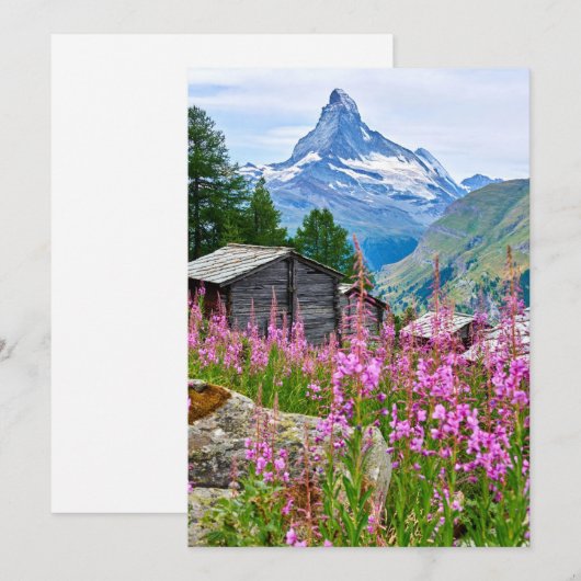 Bloemen | Summer Matterhorn Zwitserland Bedankkaart (Voorkant / Achterkant)