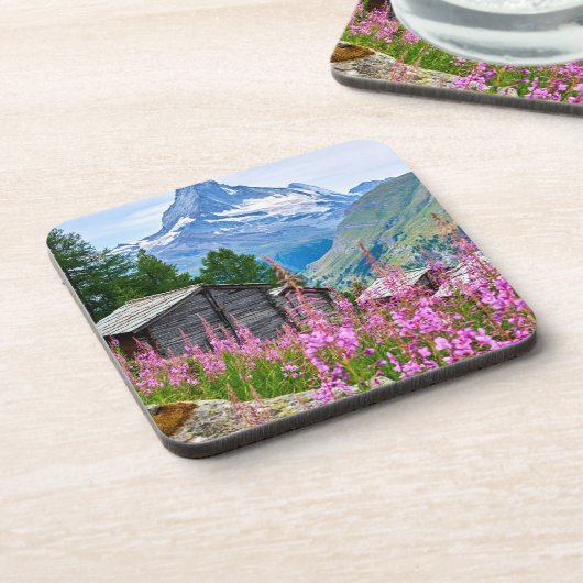 Bloemen | Summer Matterhorn Zwitserland Bier Onderzetter (Linkerzijde)