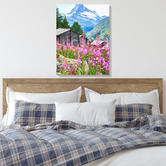 Bloemen | Summer Matterhorn Zwitserland Canvas Afdruk (Insitu (Slaapkamer))