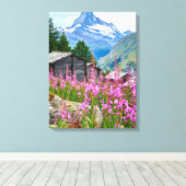 Bloemen | Summer Matterhorn Zwitserland Canvas Afdruk (Insitu (Houten vloer))