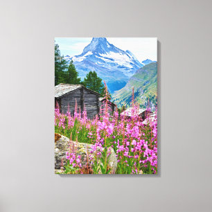 Bloemen   Summer Matterhorn Zwitserland Canvas Afdruk