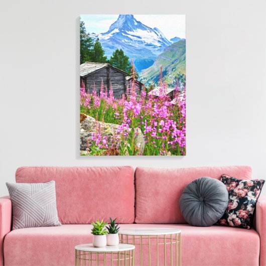 Bloemen | Summer Matterhorn Zwitserland Canvas Afdruk (Insitu (Woonkamer))