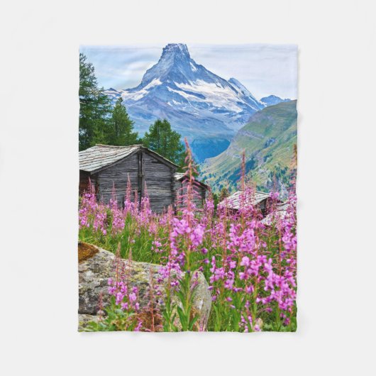 Bloemen | Summer Matterhorn Zwitserland Fleece Deken (Voorkant)
